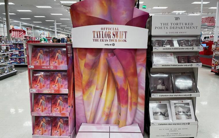 REUTERS/SIDDHARTH CAVALE/FILE PHOTO
Taylor Swift merchandise on display at a Target store in North Bergen, N.J, today.
