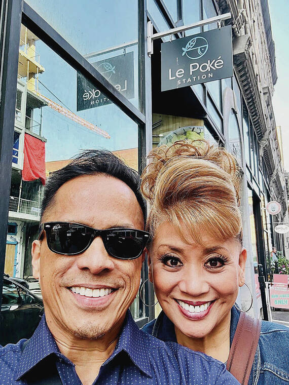 While exploring the city of Montreal, Mililani residents Jerry and Paz Fonacier came across the local French Canadian version of a local Hawaii favorite at Le Poke Station. Selfie shot by Jerry Fonacier.